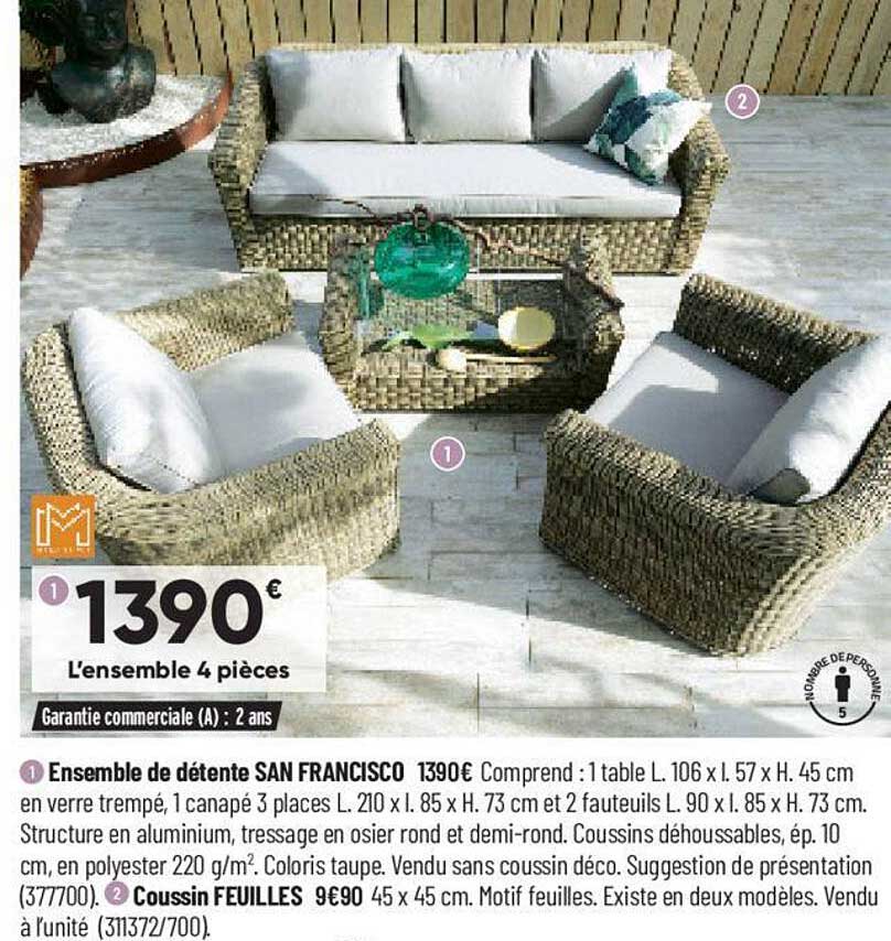 Ensemble De Détente San Francisco, Coussin Feuilles