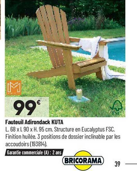 fauteuil adirondack kuta