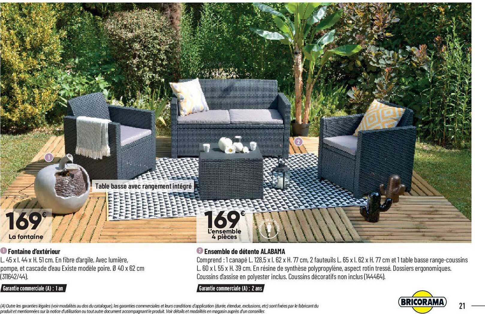 fontaine d'extérieur, ensemble de détente alabama