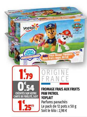 fromage frais aux fruits paw patrol yoplait