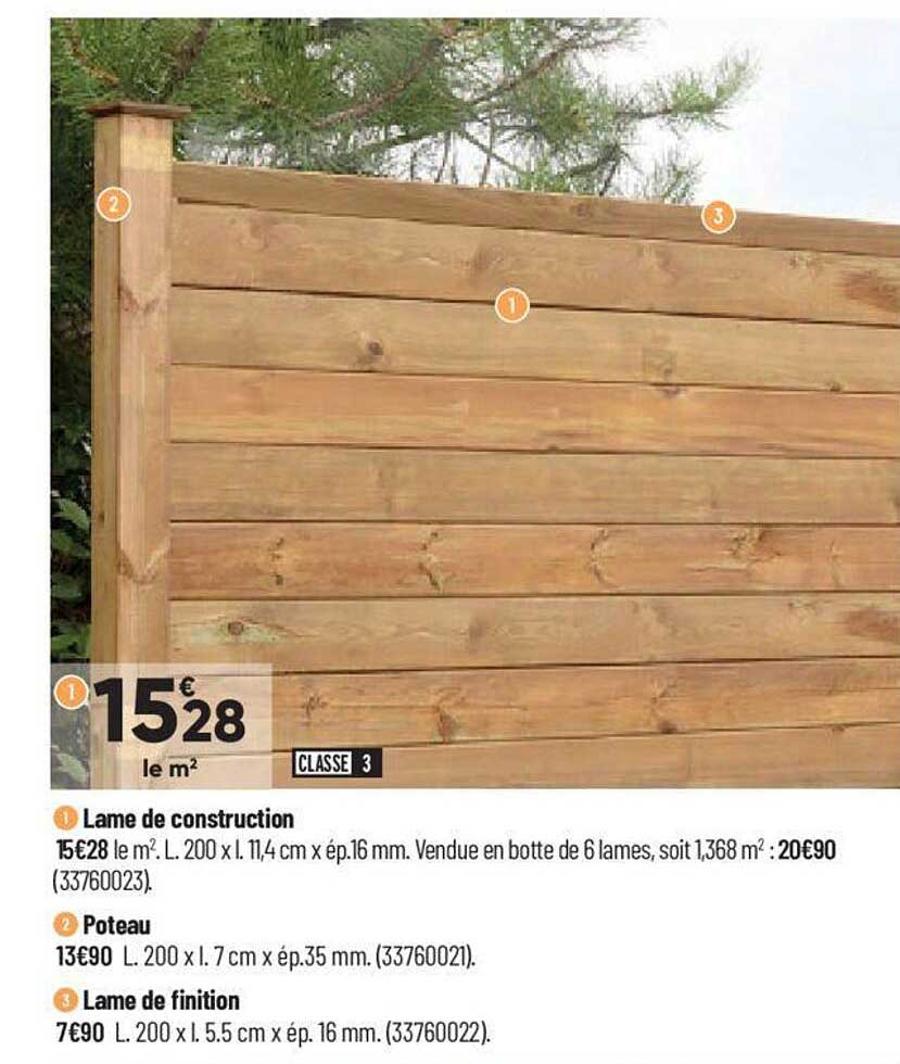 lame de construction, poteau, lame de finition