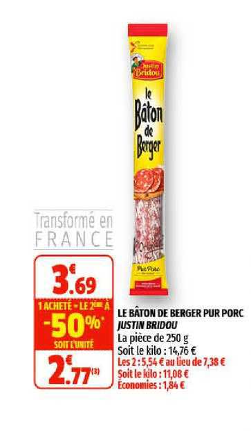 le bâton de berger pur porc justin bridou