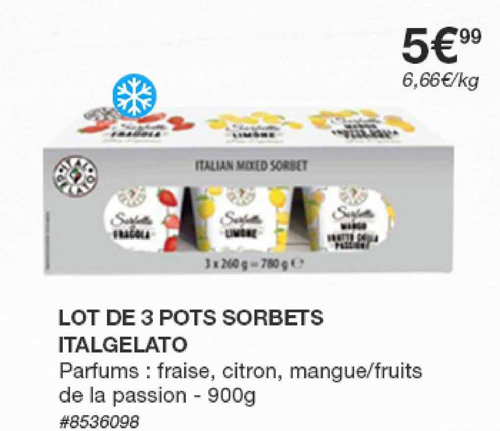 lot de 3 pots sorbets italgelato