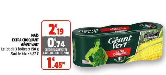 Maïs Extra Croquant Géant Vert