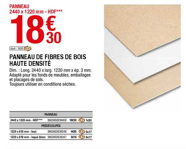 panneau de fibres de bois haute densité