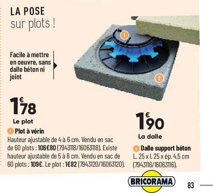 plot à vérin, dalle support béton