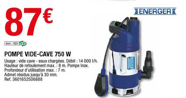 pompe vide-cave 750 w energer
