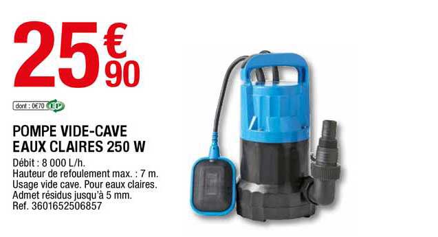 pompe vide-cave eaux claires 250 w