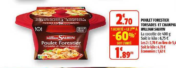 poulet forestier torsades et champignon william saurin