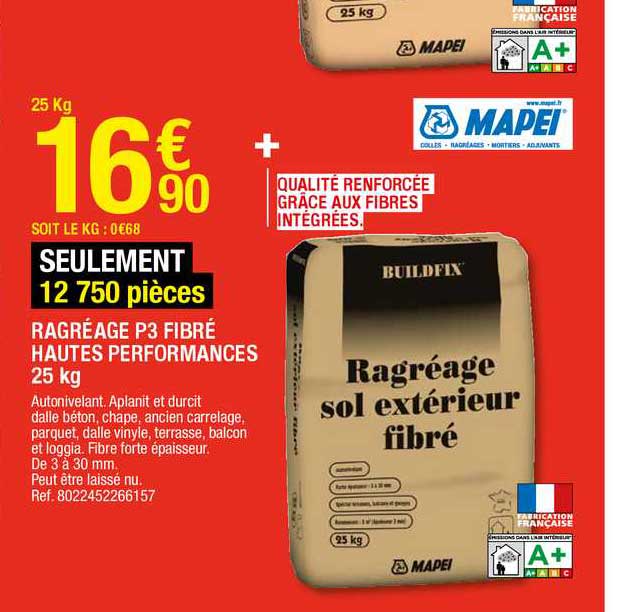 ragréage p3 fibré hautes performances