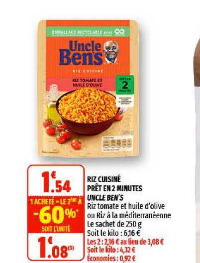 Riz Cuisiné Prêt En 2 Minutes Uncle Ben's
