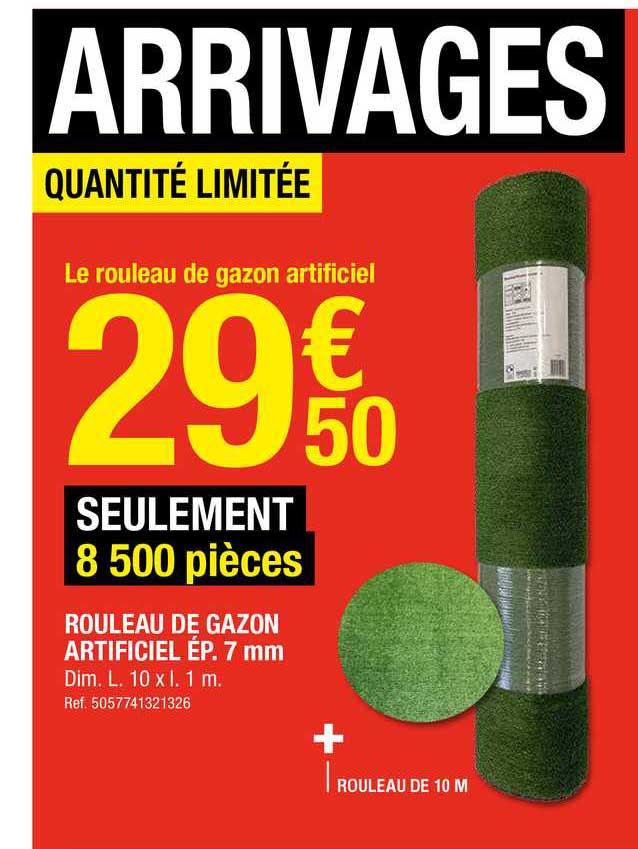rouleau de gazon artificiel ép. 7 mm