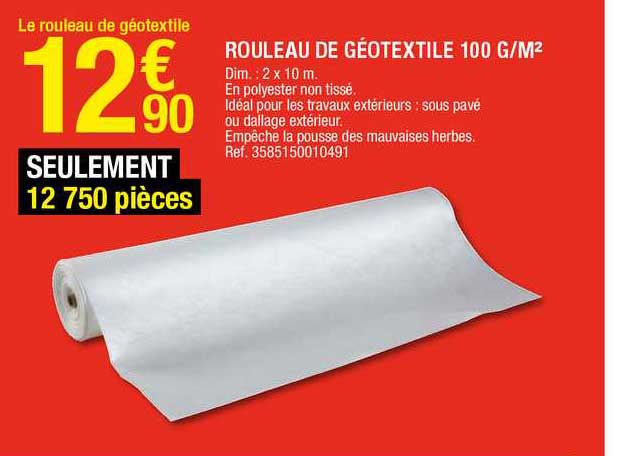 rouleau de géotextile 100 g-m2