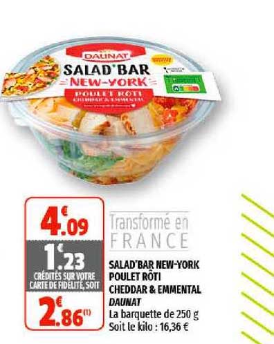 Salad'bar New-york Poulet Rôti Cheddar & Emmental Daunat