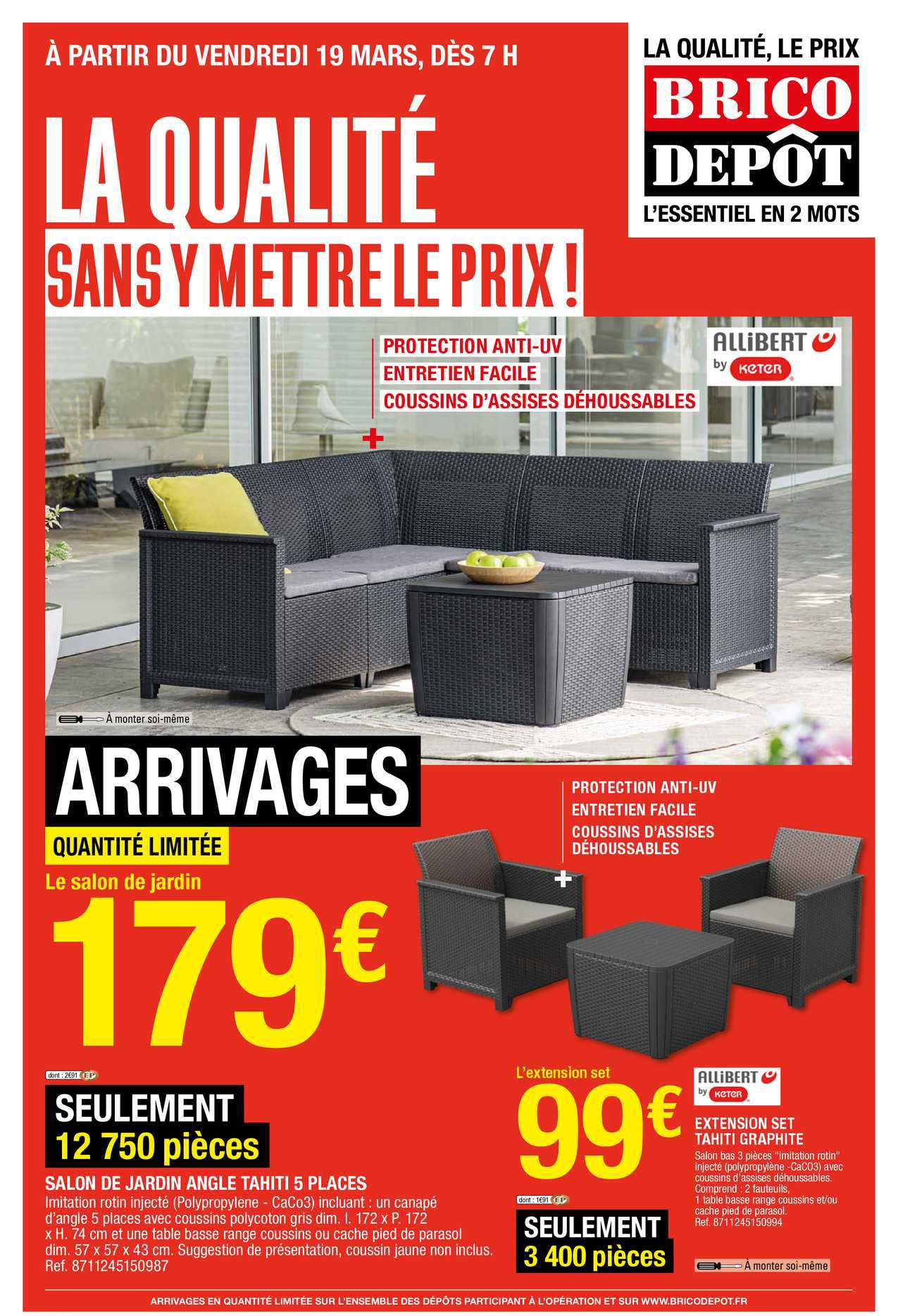 salon de jardin angle tahiti 5 places, extension set tahiti graphite