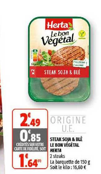 Steak Soja & Blé Le Bon Végétal Herta