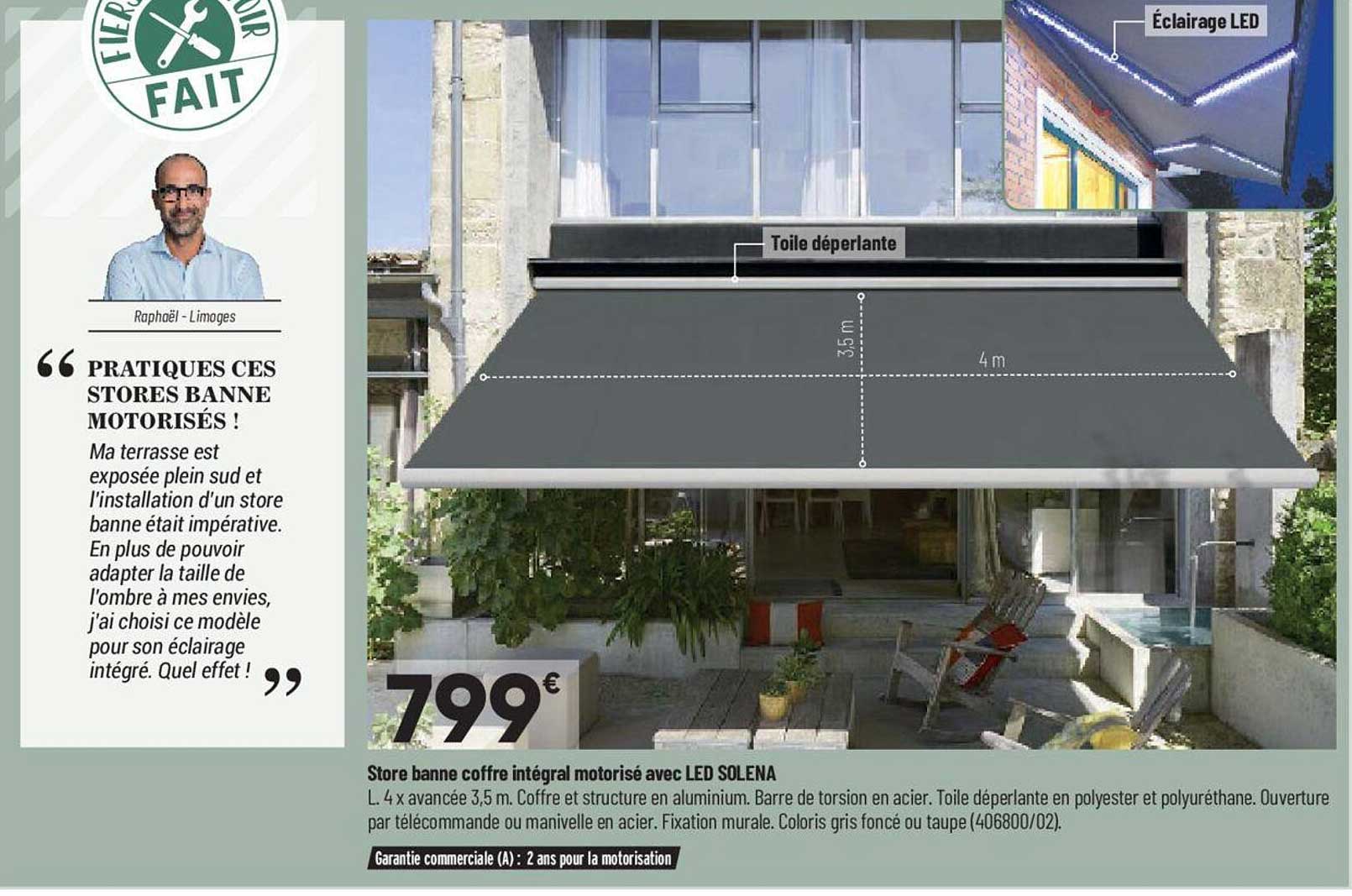 store banne coffre intégral motorisé avec led solena