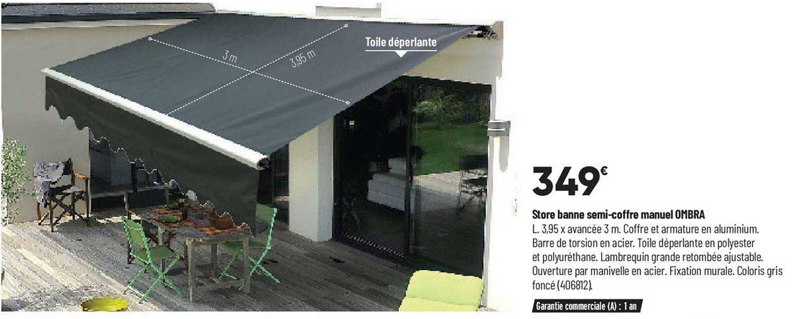 store banne semi-coffre manuel ombra