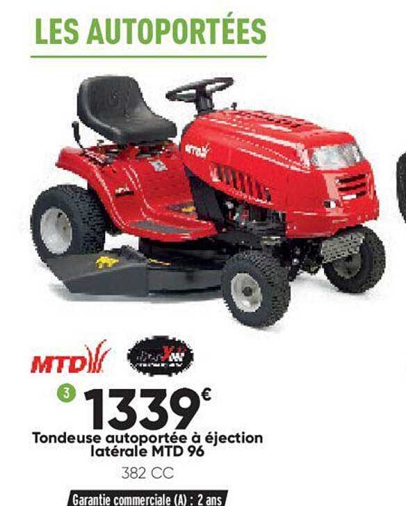 tondeuse autoportée à éjection latérale mtd 96