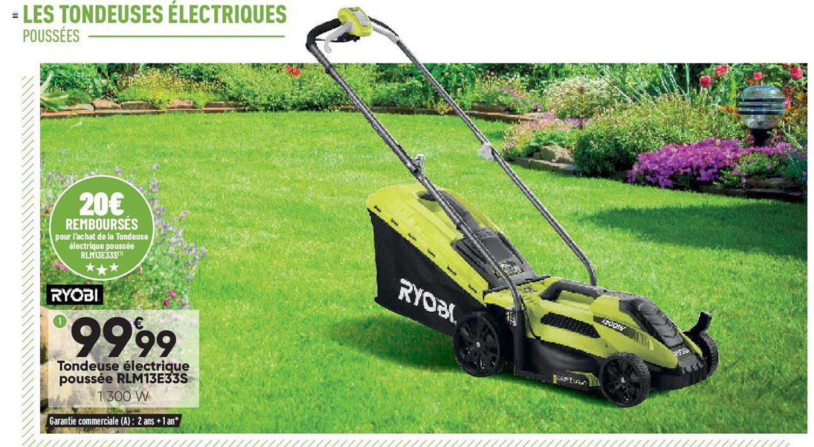 tondeuse électrique poussée rlm13e33s ryobi
