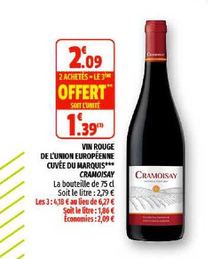 vin rouge de l'union européenne cuvée du marquis cramoisay