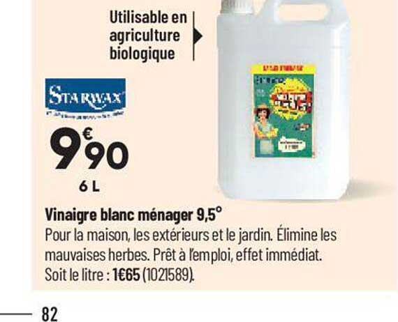 vinaigre blanc ménager 9,5° starwax