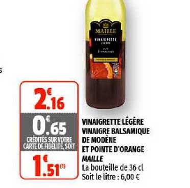 Vinaigrette Légère Vinaigre Balsamique De Modène Et Pointe D'orange Maille