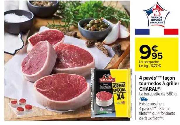 4 pavés façon tournedos à griller charal