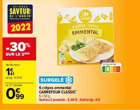 6 Crêpes Emmental Carrefour Classic'
