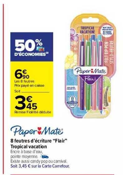 8 feutres d'écriture "flair" tropical vacation paper mate