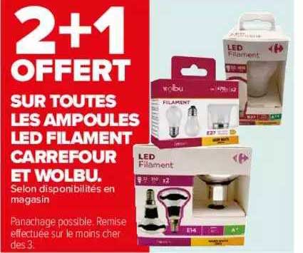 ampoules led filament carrefour et wolbu