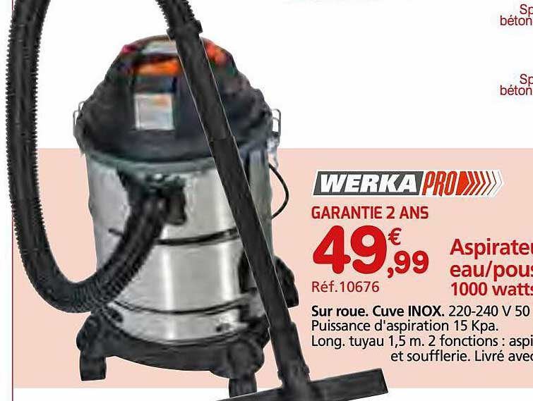 aspirateur eau-poussière 100 watts werka pro