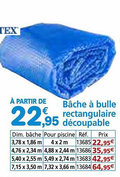 bâche à bulle rectangulaire découpable