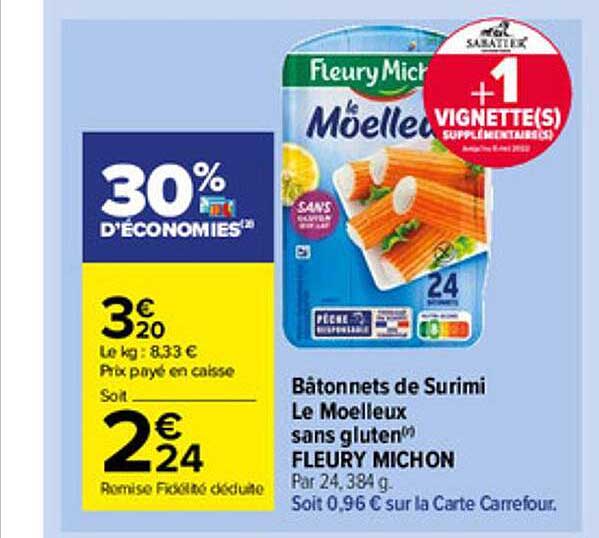 bâtonnets de surimi le moelleux sans gluten fleury michon