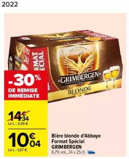 bière blonde d'abbaye format spécial grimbergen