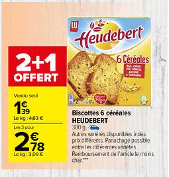 Biscottes 6 Céréales Heudebert
