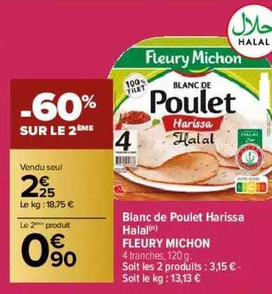 blanc de poulet harissa halal fleury michon