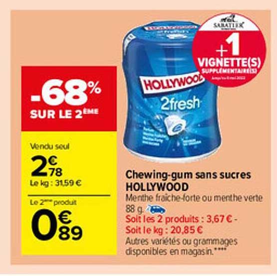 chewing-gum sans sucres hollywood
