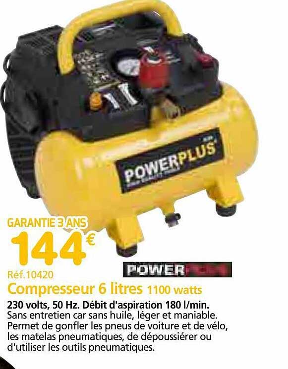 compresseur 6 litres 1100 watts powerplus