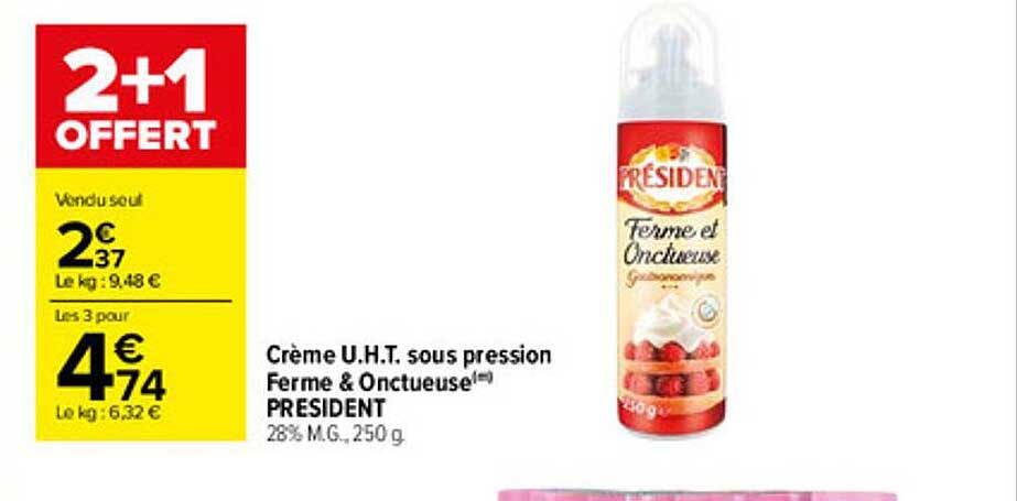 crème u.h.t. sous pression ferme & onctueuse président