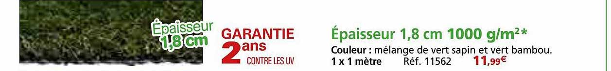 épaisseur 1,8 Cm 1000 G-m²