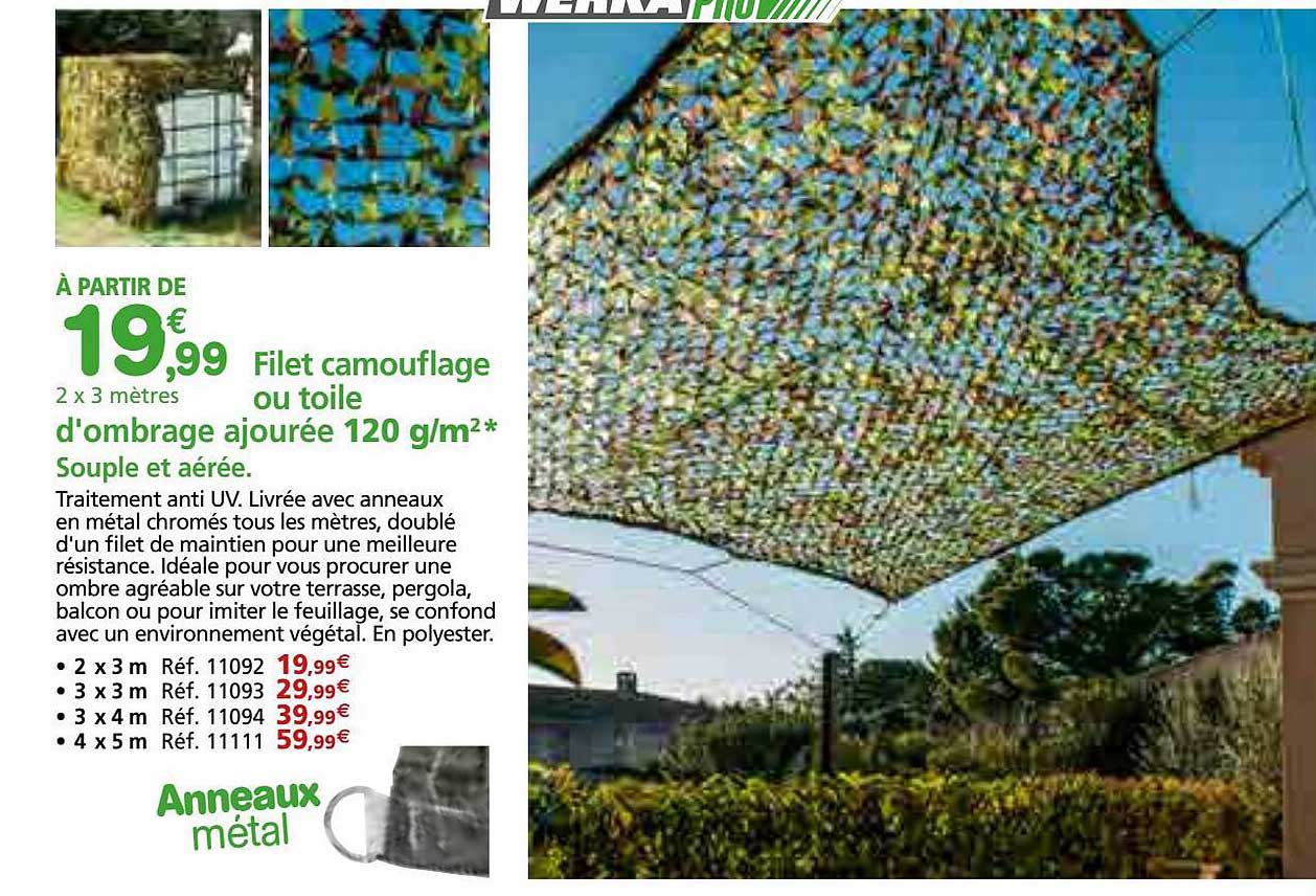 filet camouflage ou toile d'ombrage ajourée 120 g-m²