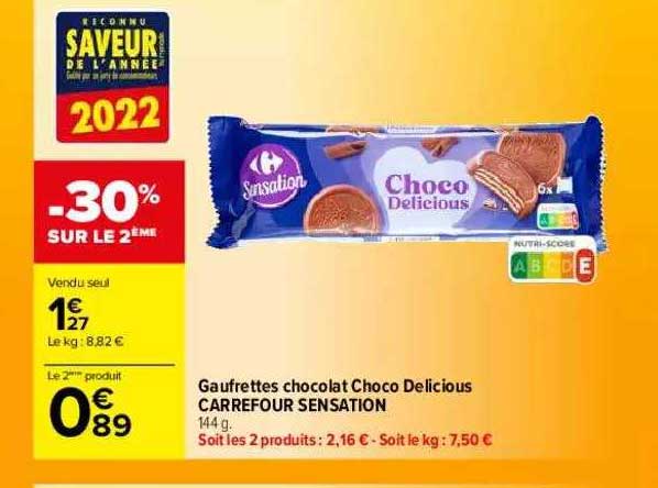 gaufrettes chocolat choco delicious carrefour sensation