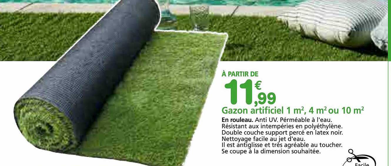 gazon artificiel 1 m², 4 m², 10 m²