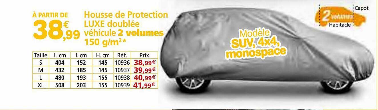 housse de protection luxe doublée véhicule 2 volumes 150 g-m²
