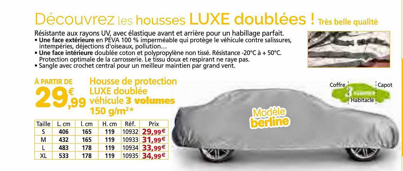 Housse De Protection Luxe Doublée Véhicule 3 Volumes 150 G-m²