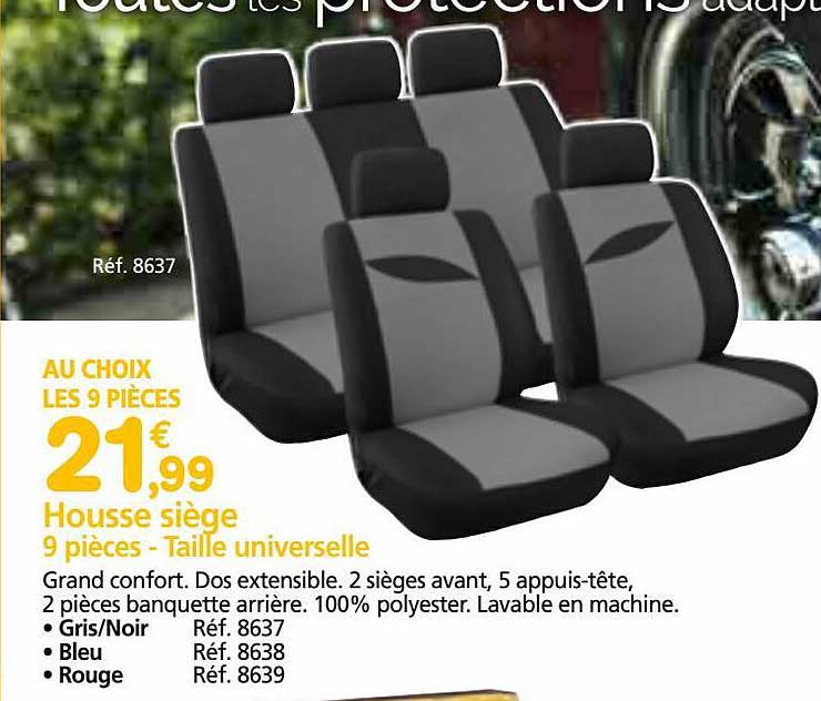 Housse Siège 9 Pièces - Taille Universelle