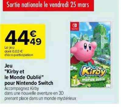 jeu "kirby et le monde oublié" pour nintendo switch
