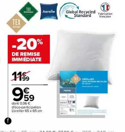 l'oreiller tex home 65 x 65 cm