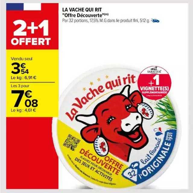 la vache qui rit "offre découverte" 2+1 offert